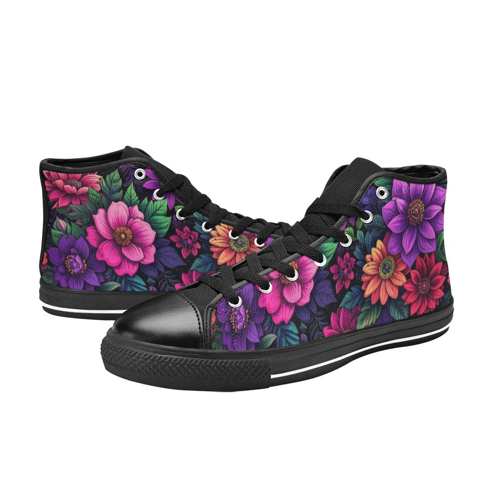 MEN'S Trippy Floral Chaos Men’S High Top Canvas Cottagecore Custom Shoes