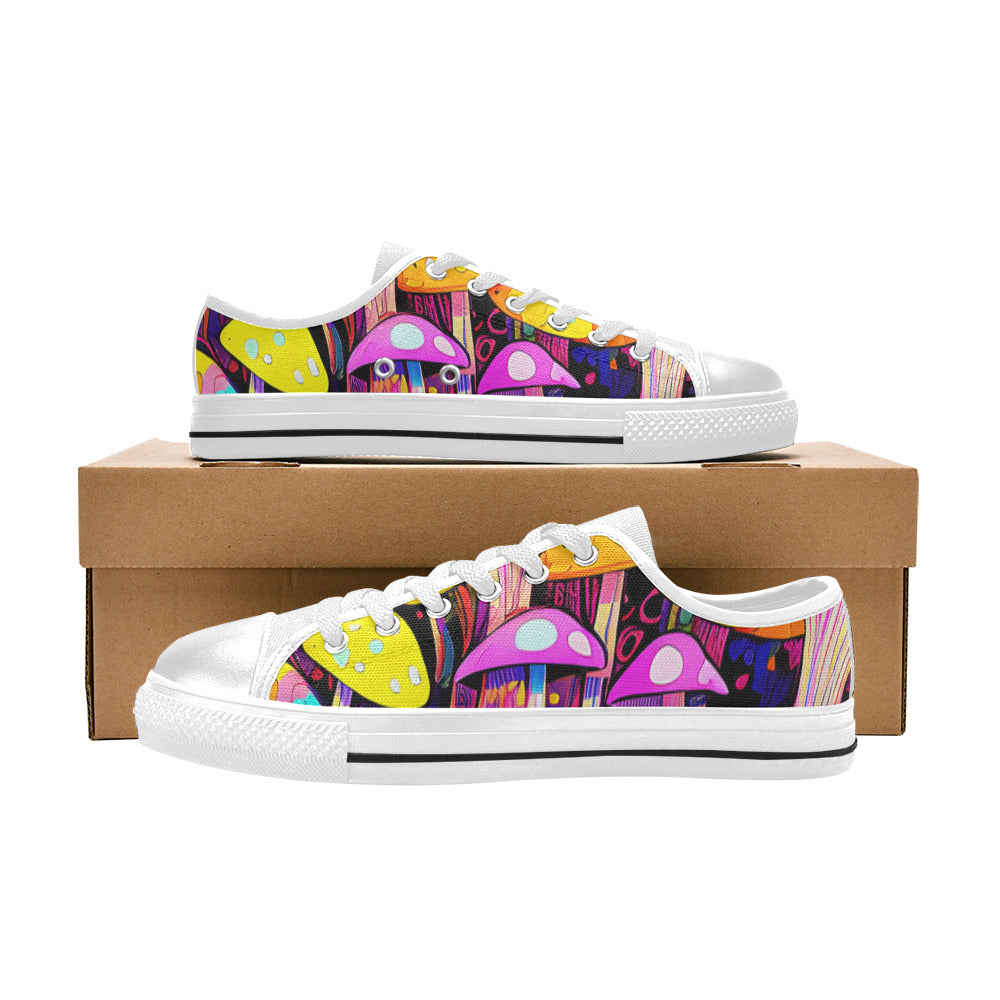 WOMEN'S Magic Mushrooms Art 5 Canvas Neon Fantasy Custom Sneakers
