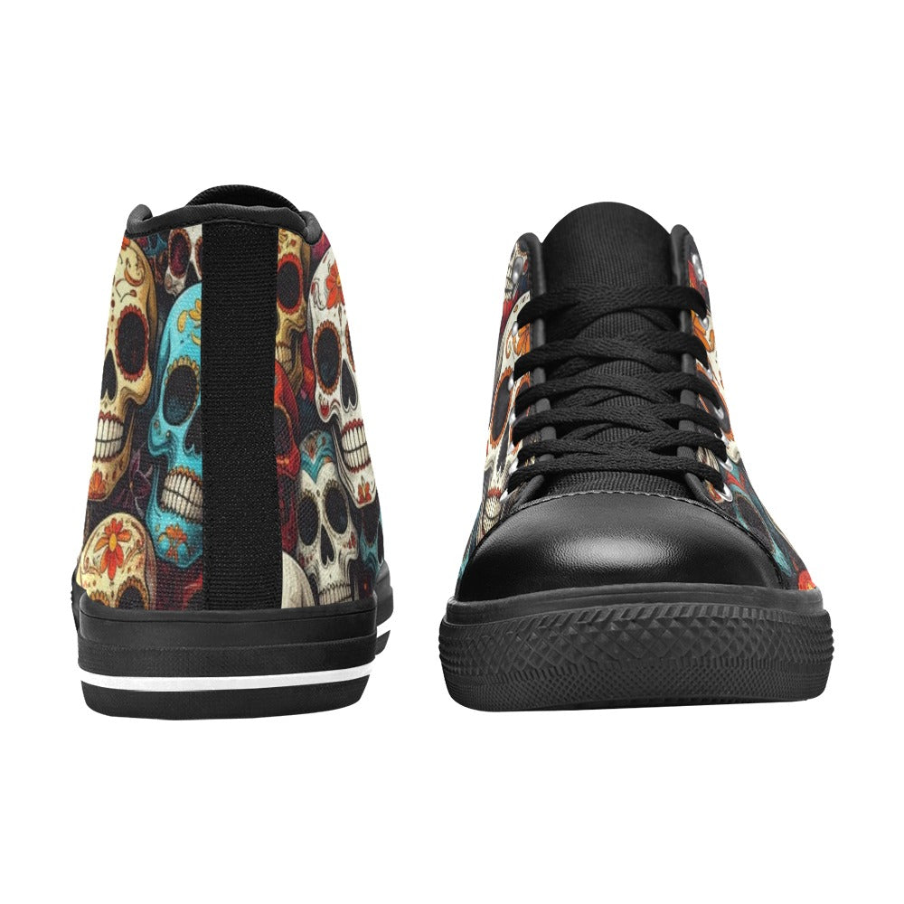 WOMEN'S Aggressive Comic Sugar Skull High Top Canvas Aesthetic Sneakers