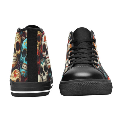 WOMEN'S Aggressive Comic Sugar Skull High Top Canvas Aesthetic Sneakers