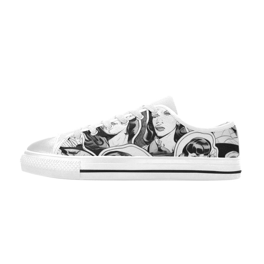 WOMEN'S Cc Retro Faces 2 Canvas Cottagecore Custom Shoes