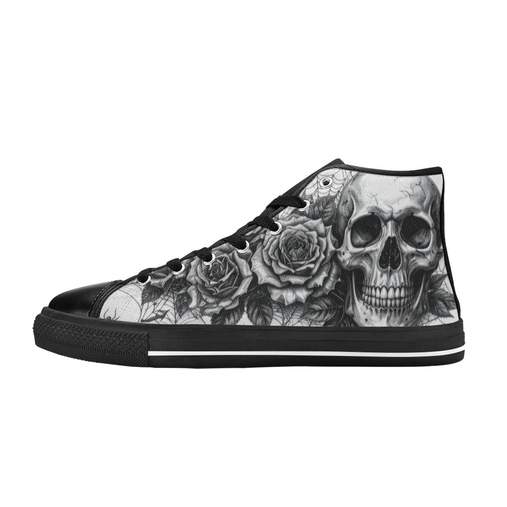 Goth Skull Art Women's Dark Gothic High Top Canvas Shoes | Freaky Shoes®