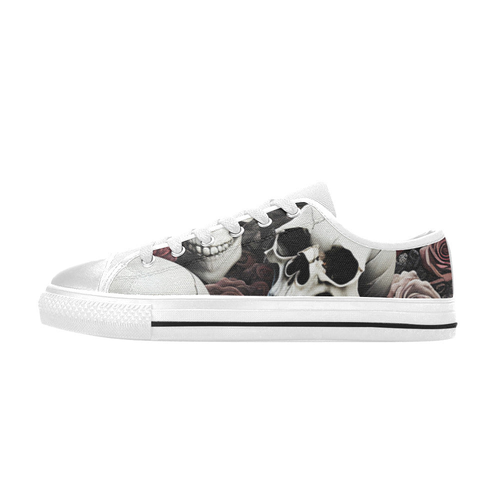 WOMEN'S Rose Skulls Dark 7 Canvas Aesthetic Custom Sneakers