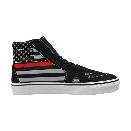WOMEN'S Thin Red Line Firefighter Flag High Top Skateboarding Grunge Custom Sneakers