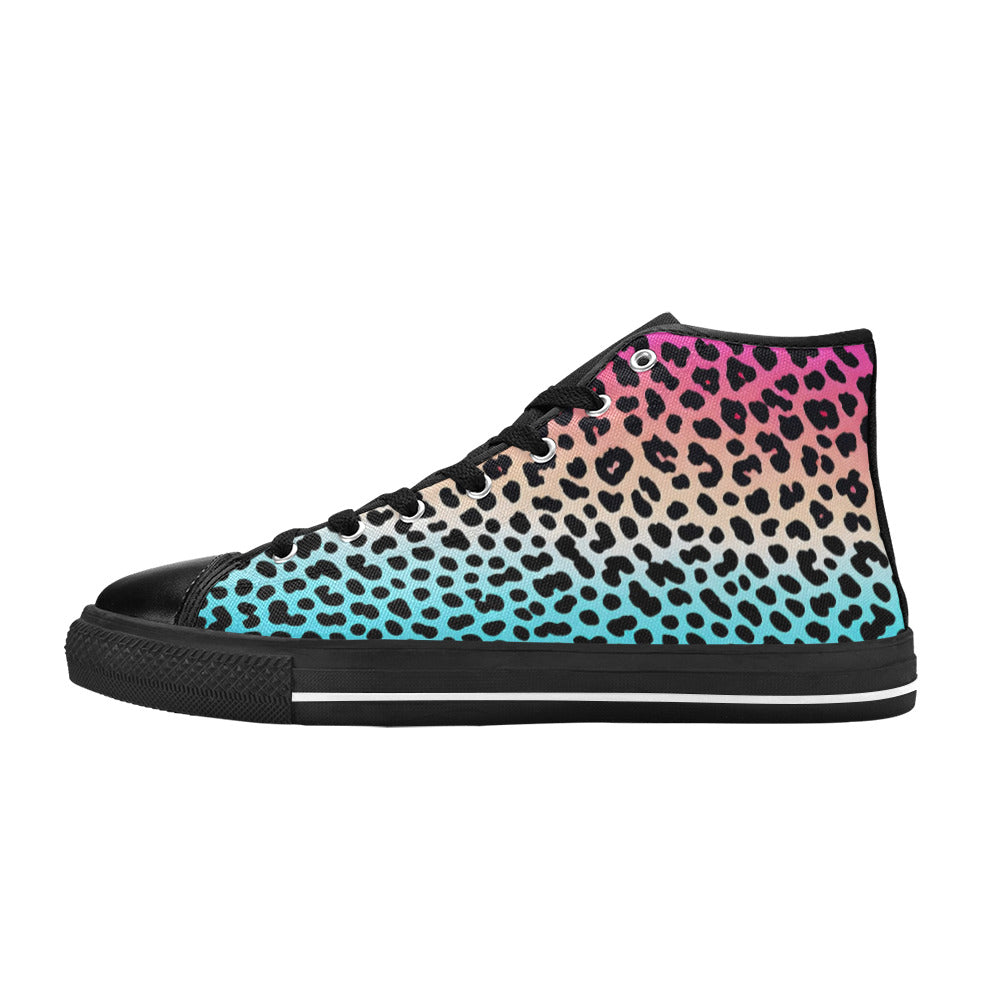 MEN'S Gradient Leopard Print Men’S High Top Canvas Surreal Sneakers