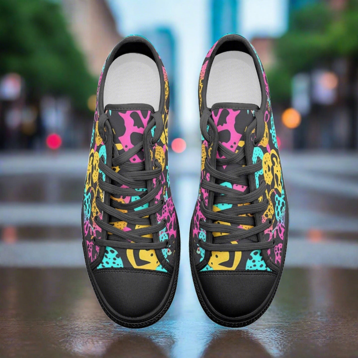 Peacock Neon Electric Unique Bold Art - Freaky Shoes | Custom Art Sneakers
