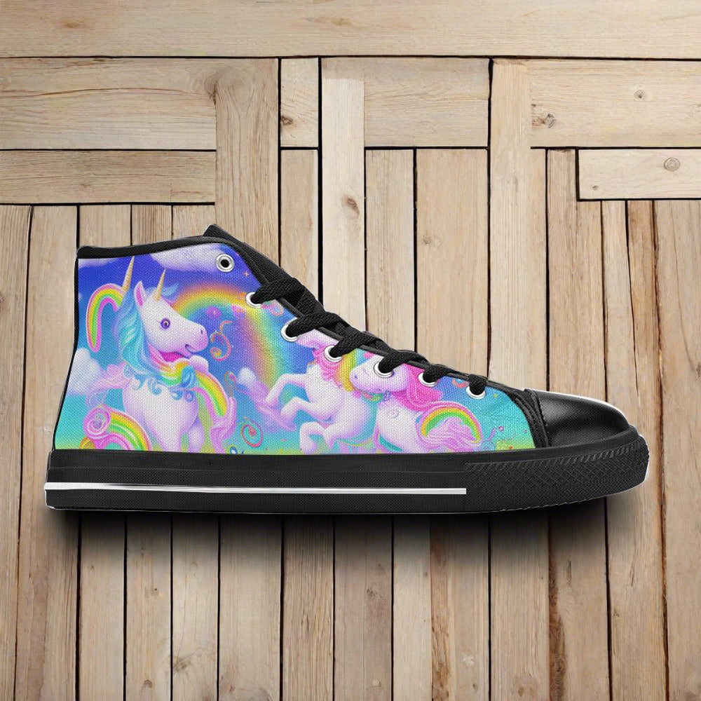Cherry Blossom Purple Teal Wearable WOMEN Bold Art - Freaky Shoes | Custom Art Sneakers