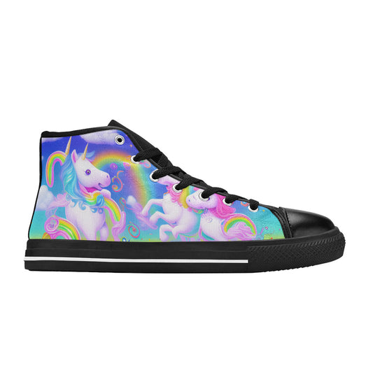WOMEN'S Unicorns Art High Top Canvas Vibrant Chaos Sneakers