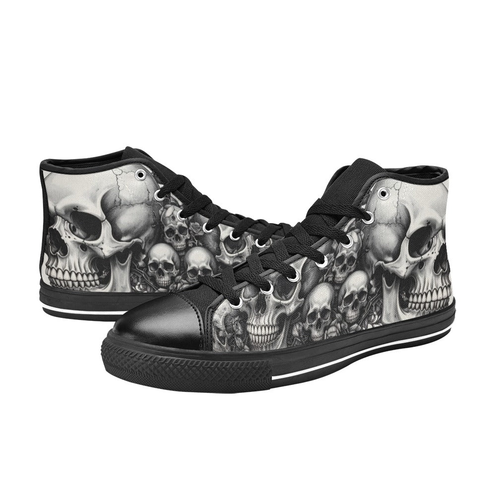 Dark Rose Gothic Skull Men's Art Canvas Shoes | Freaky Shoes®