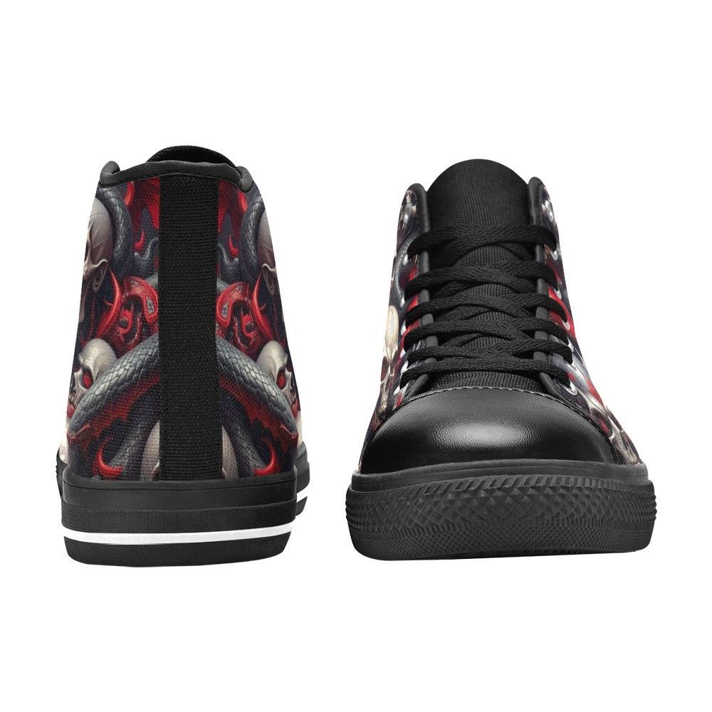 WOMEN'S Snake Dagger Skull Dark High Top Canvas Cottagecore Custom Sneakers