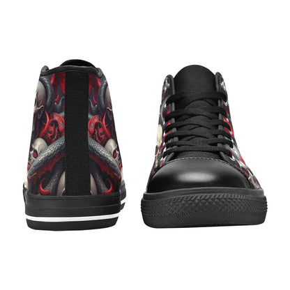 WOMEN'S Snake Dagger Skull Dark High Top Canvas Cottagecore Custom Sneakers