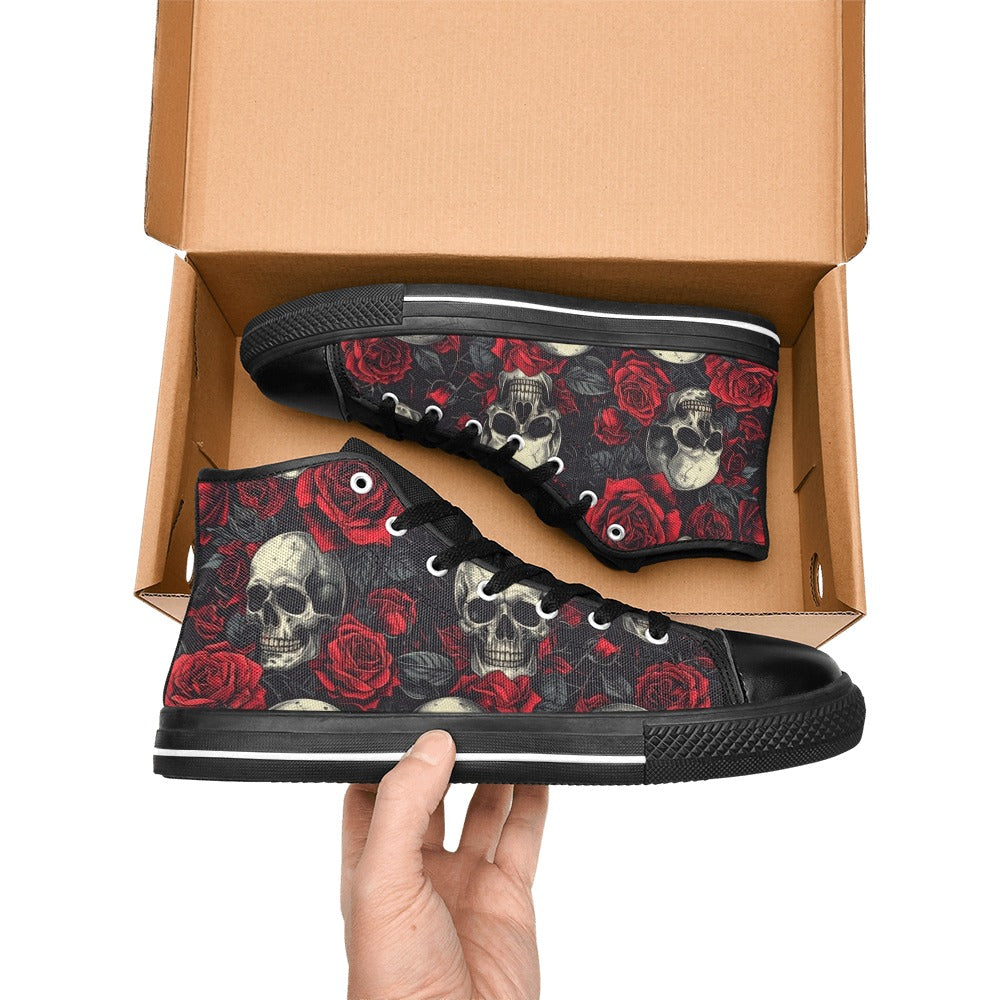 MEN'S Skull And Roses High Top Canvas Y2K Custom Shoes