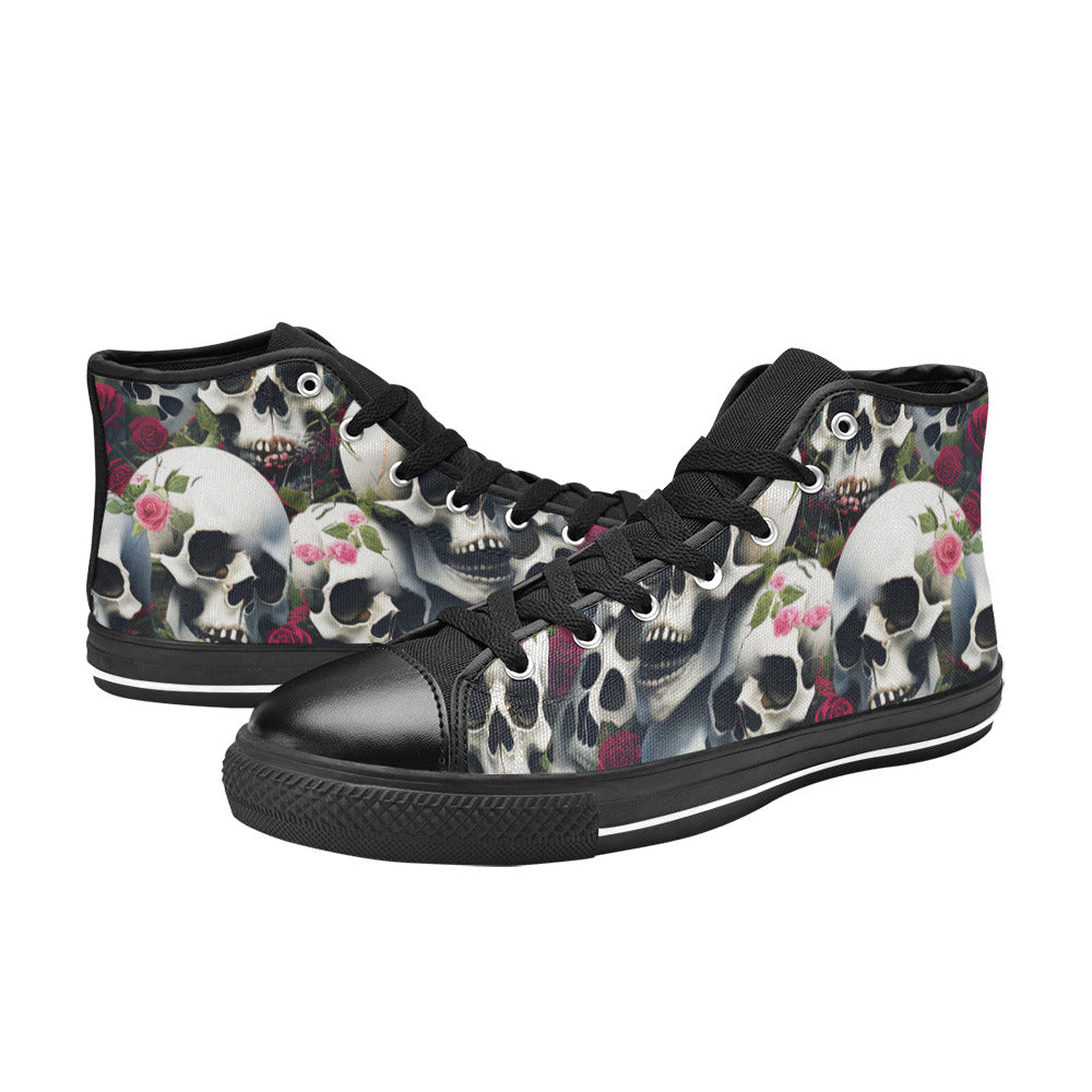 MEN'S Rose Skulls Dark 2 High Top Canvas Dark Academia Shoes
