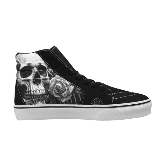 WOMEN'S Melting Skulls Roses High Top Skateboarding Vibrant Chaos Sneakers
