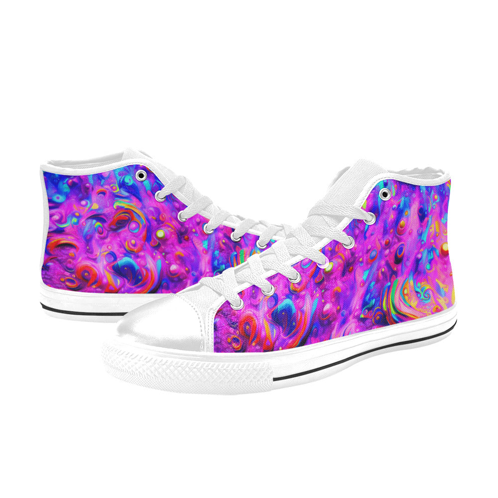 WOMEN'S Cc Acid Bath Art High Top Canvas Wallpaper Art Sneakers