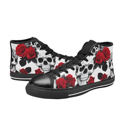 WOMEN'S Skulls Roses Deluxe 7 High Top Canvas Y2K Custom Sneakers