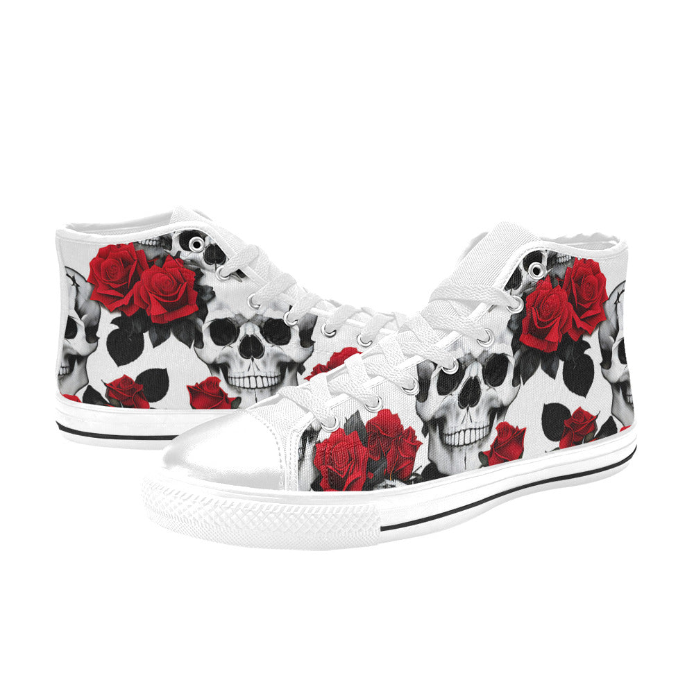 MEN'S Skulls Roses Deluxe 7 High Top Canvas Surreal Shoes