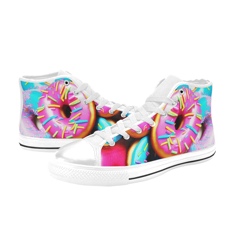 WOMEN'S Cc Donut Art High Top Canvas Wallpaper Art Custom Shoes