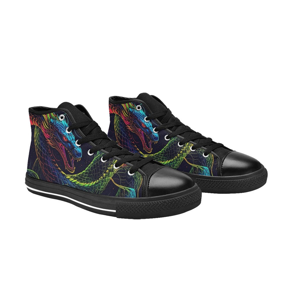 MEN'S Electric Serpent Dream High Top Canvas Dark Academia Custom Shoes