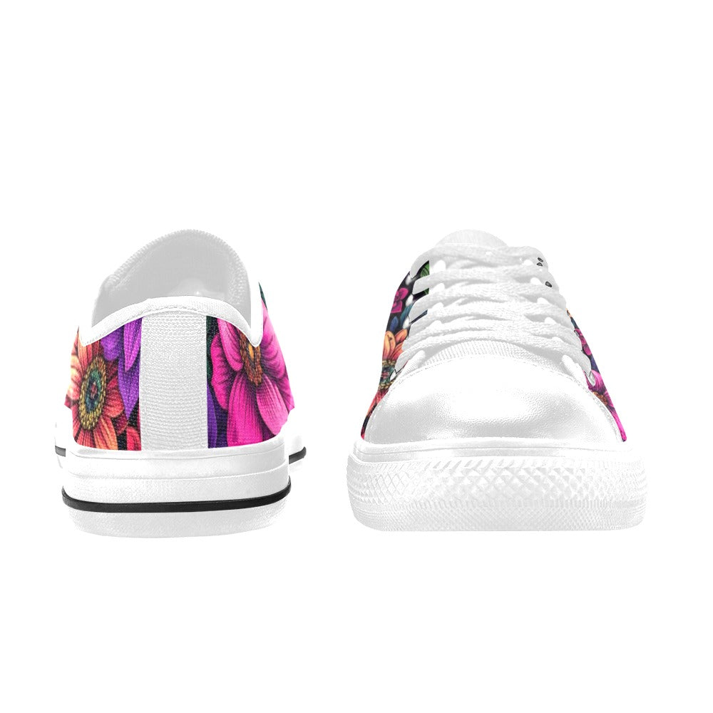 KIDS' Trippy Floral Chaos Low Top Canvas Neon Fantasy Shoes