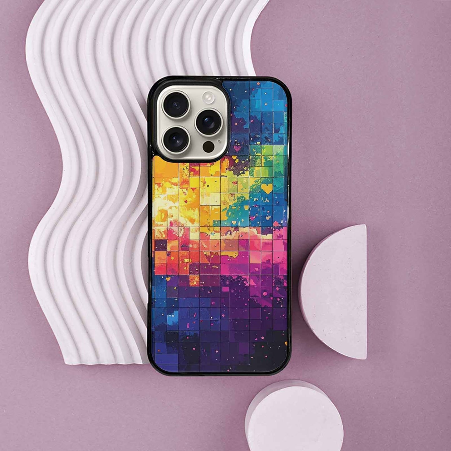 iPhone 16 Pro Max Case — Pixel Art 8 Bit Burst Pattern, Personalized Phone Case