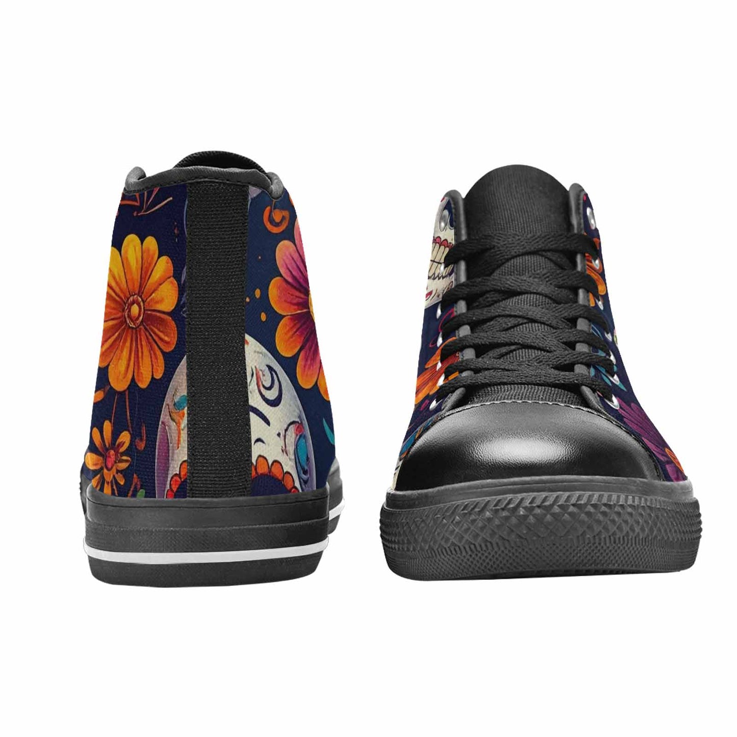 WOMEN'S Day Of Dead Sugar Skull High Top Canvas Aesthetic Sneakers