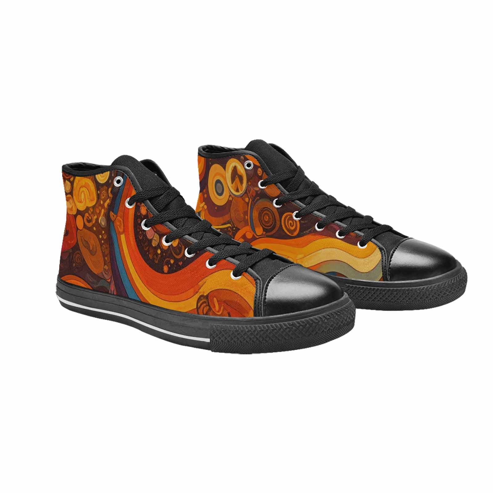 WOMEN'S Groovy 70S Peace High Top Canvas Grunge Custom Shoes