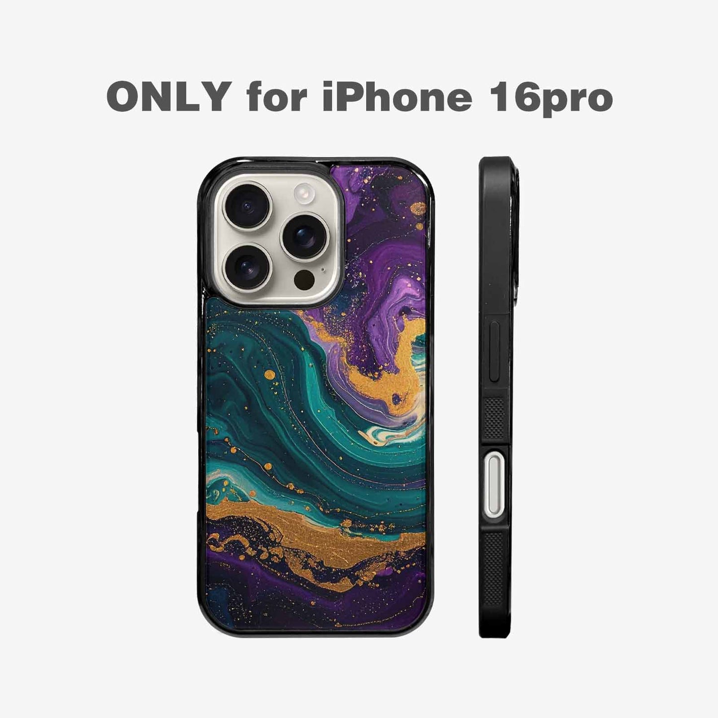 iPhone 16 Pro Case — Marbled Swirl Texture Blended With Galaxy, Custom Art Phone Cover