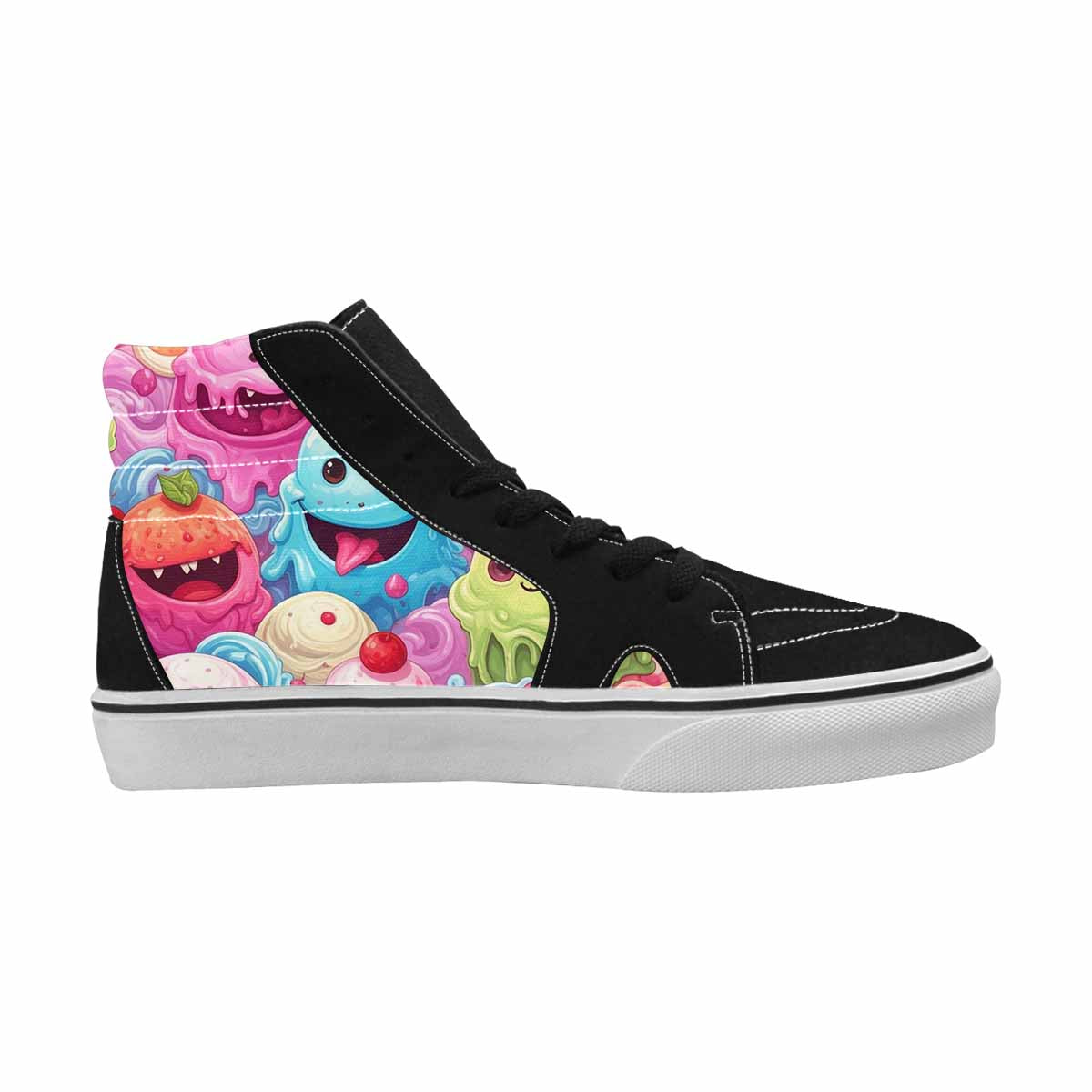 WOMEN'S Melting Icecream Monster Cherry High Top Canvas Vibrant Chaos Custom Shoes