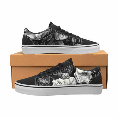 WOMEN'S Skulls Roses Pen Ink Canvas Lace-Up Grunge Sneakers