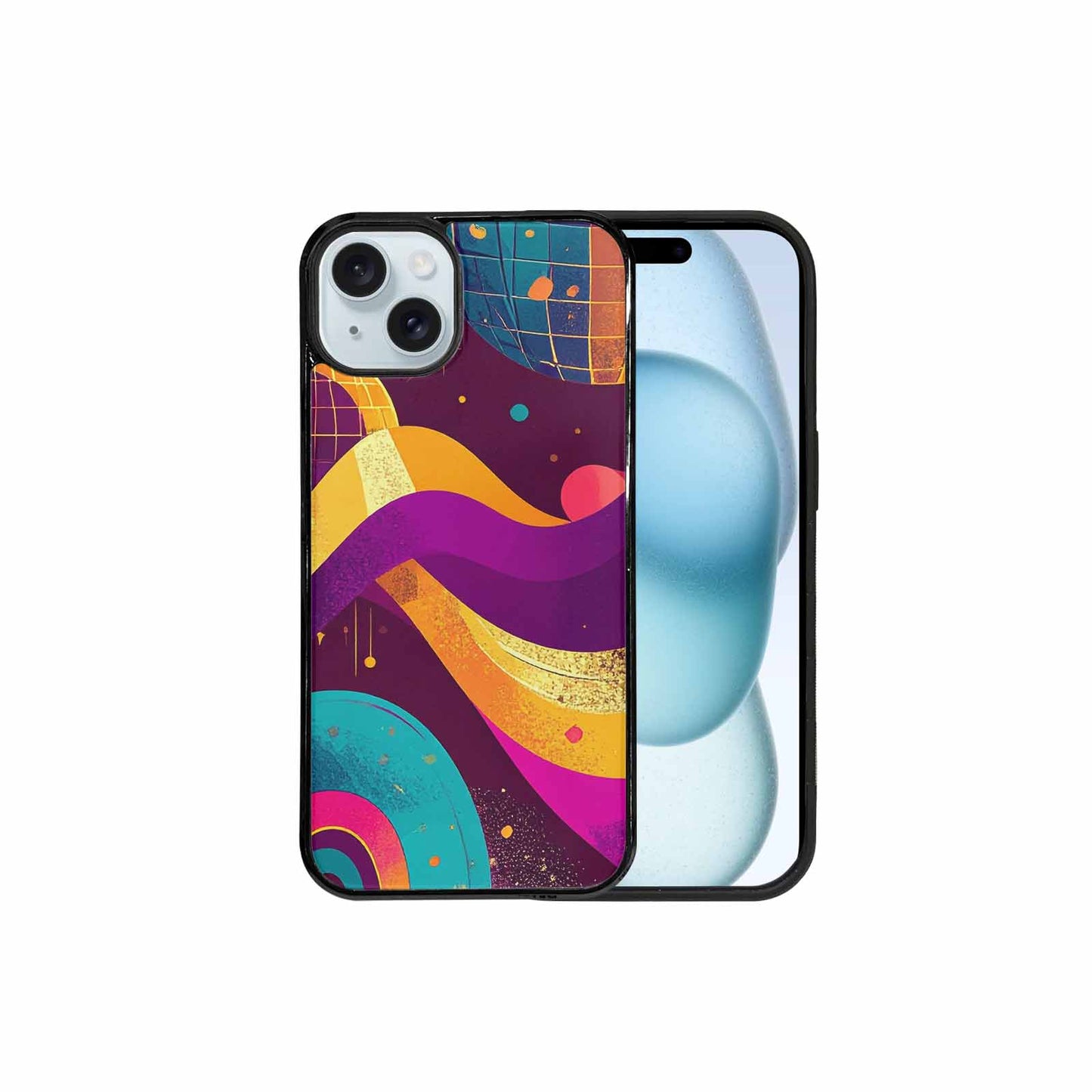 iPhone 15 Plus Case — 1970s Disco Art Pattern, Custom Art Phone Cover