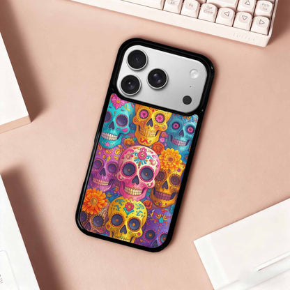 iPhone 17 Pro Case — Ornate Candy Color Skull Pattern Gothic, Custom Designed Case Cover