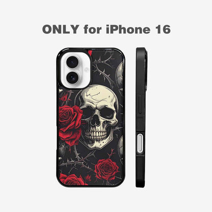 iPhone 16 Case — Ornate Gothic Skulls Roses, Custom Printed Phone Case