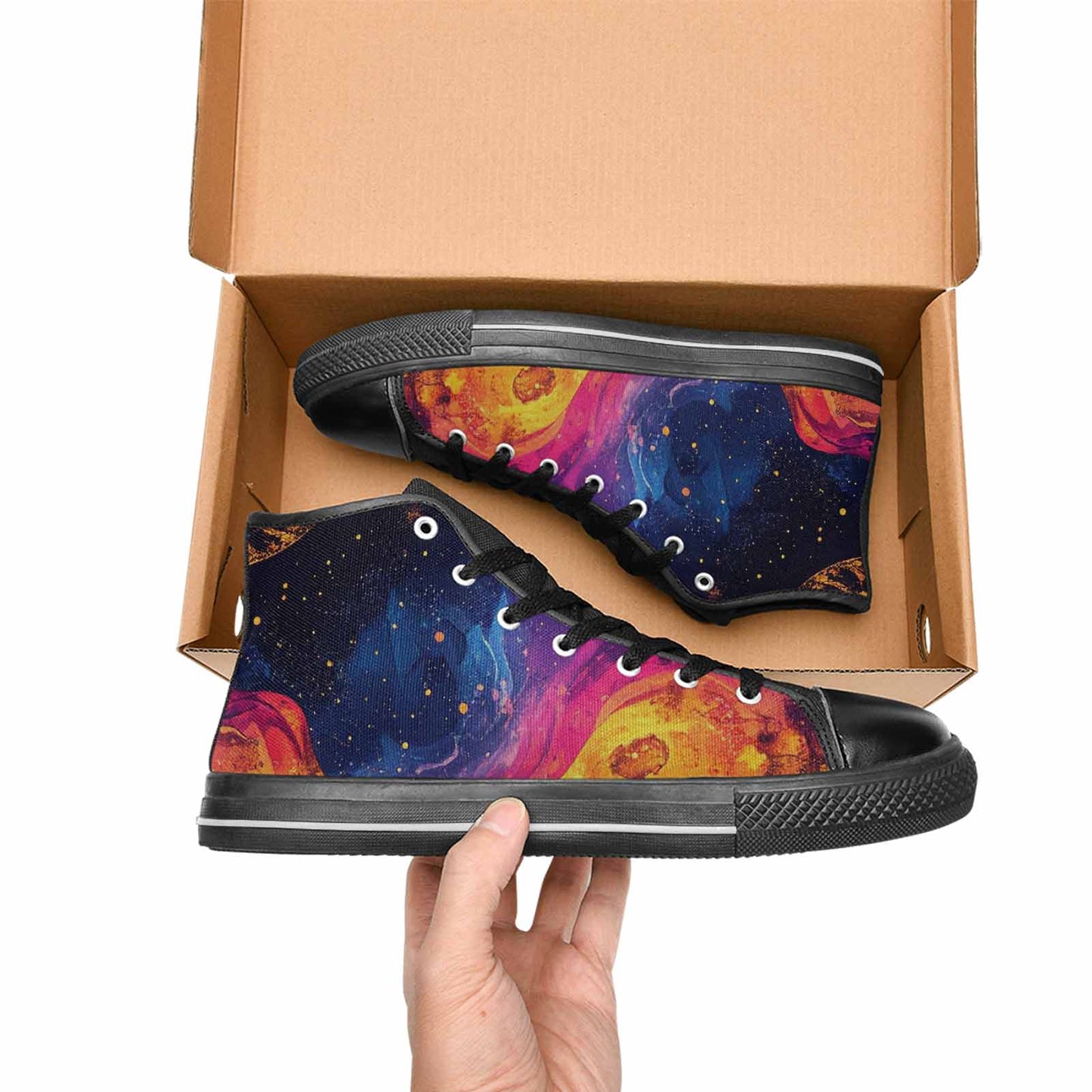 WOMEN'S Galaxy Snake Print High Top Canvas Dreamcore Shoes