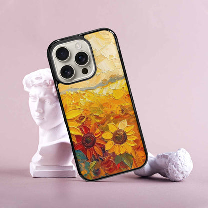 iPhone 16 Pro Case — Impressionist Sunflower Brushstroke Pattern Hundreds Of, Customized Protective Case