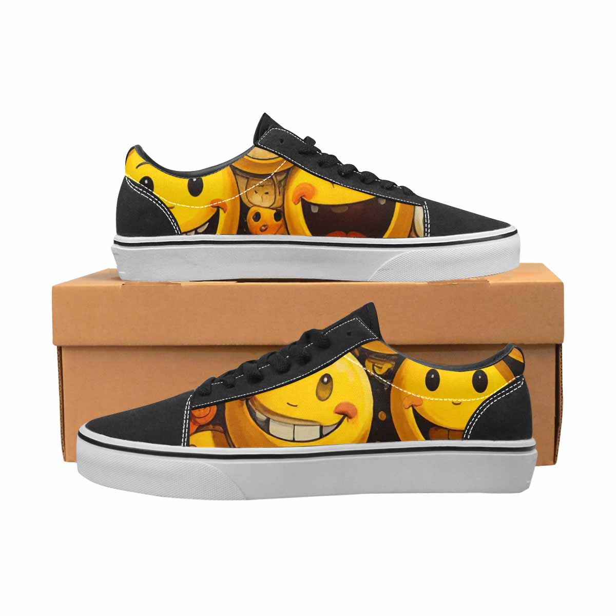 WOMEN'S Melting Moon Smiley — Lace-Up Canvas Dreamlike Custom Shoes