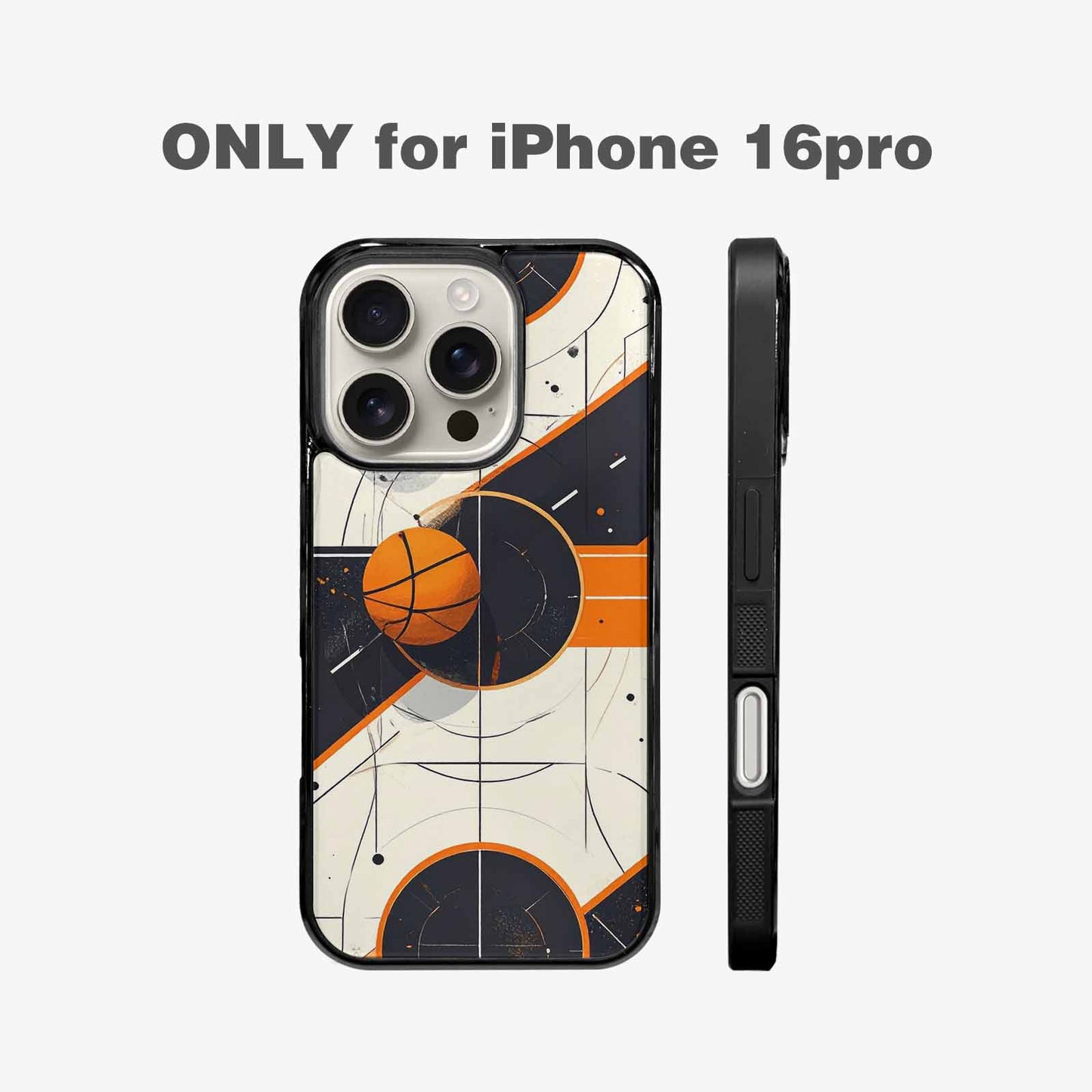 iPhone 16 Pro Case — Basketball Pattern Court Lines And Balls, Custom Phone Case