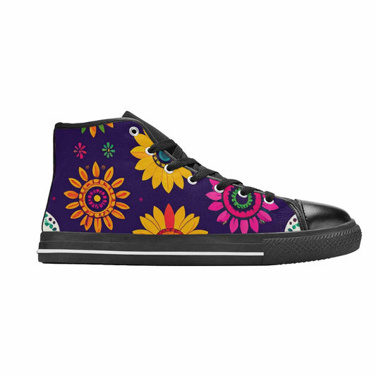 MEN'S Sunflowers And Skulls High Top Canvas Dark Academia Custom Shoes