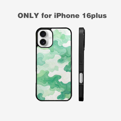 iPhone 16 Plus Case — Camo Mint Green White, Personalized Phone Case