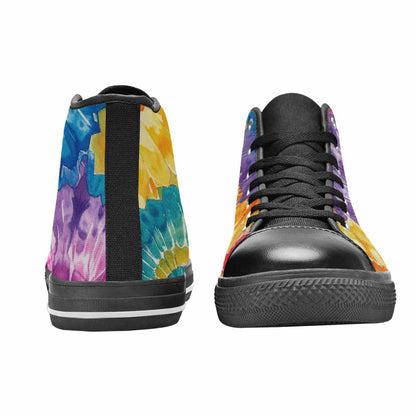 MEN'S Tie Dye Swirl High Top Canvas Wallpaper Art Custom Sneakers