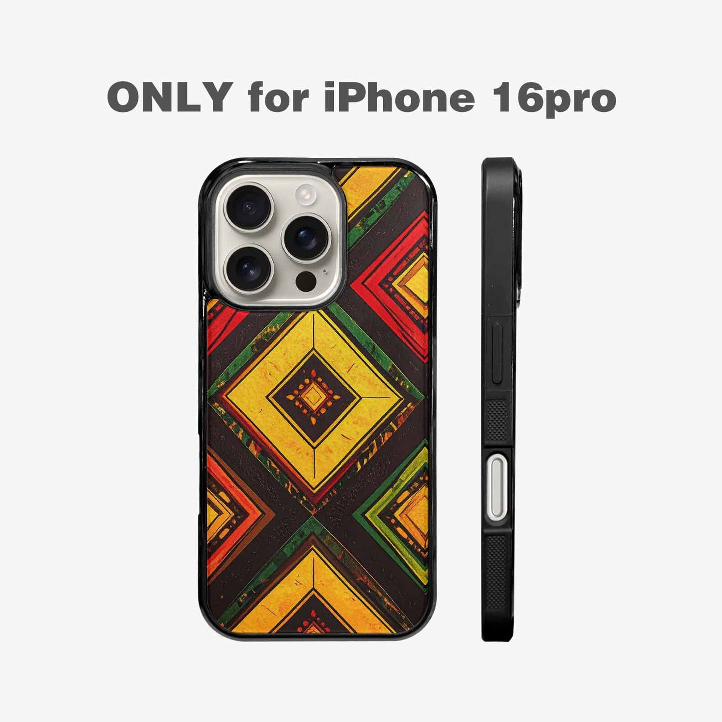 iPhone 16 Pro Case — African Kente Cloth Inspired Pattern Geometric, Custom Phone Case