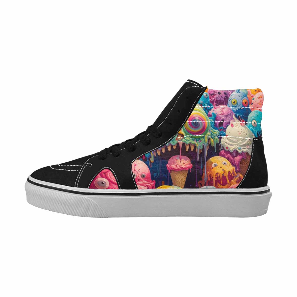 MEN'S Melting Ice Cream Monster High Top Canvas Wallpaper Art Custom Sneakers