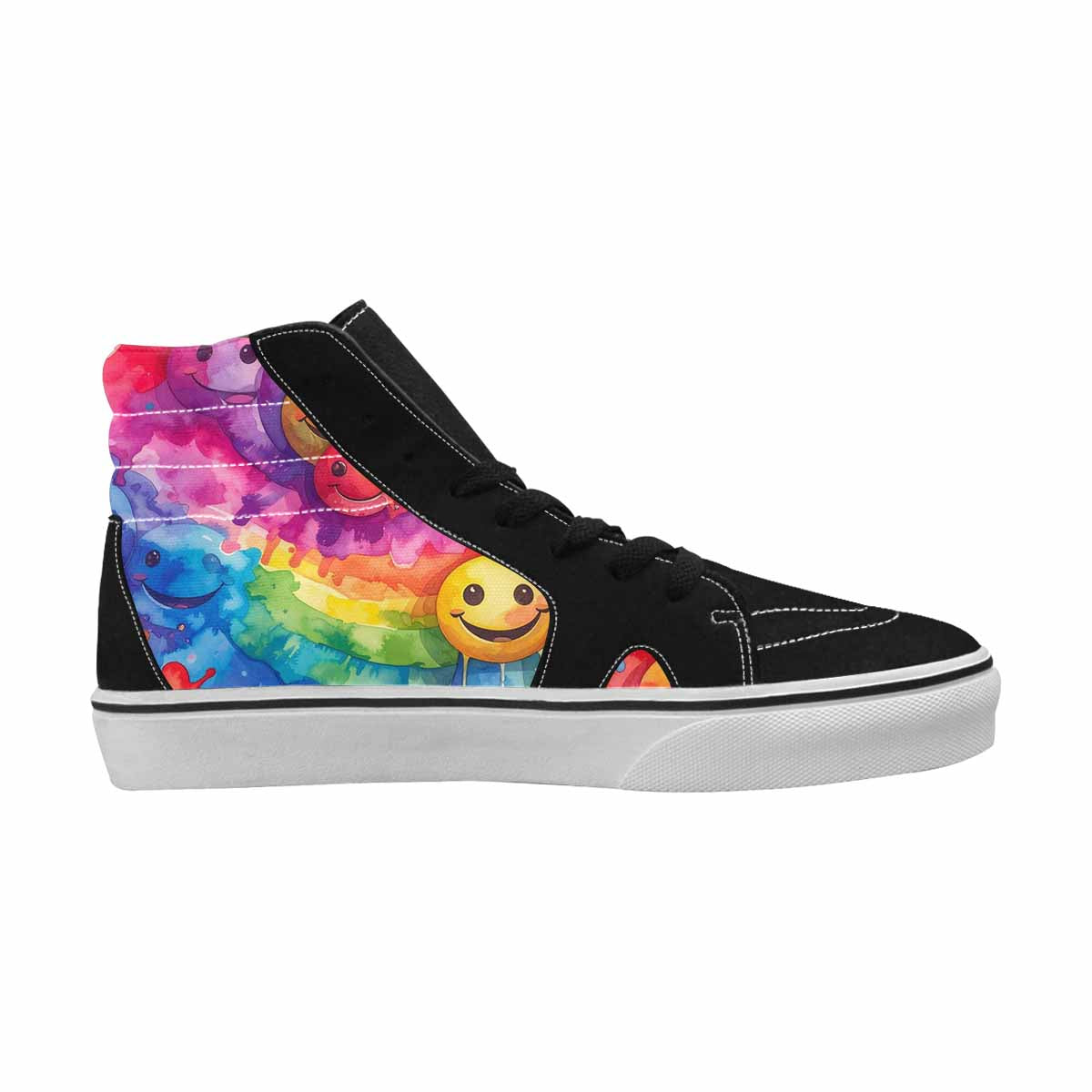 MEN'S Smiley Facessmiley Faces  High Top Canvas Melting Art Sneakers