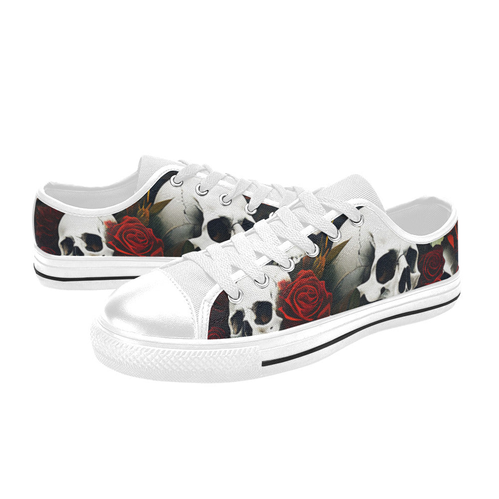 WOMEN'S Rose Skulls Dark 6 Canvas Surreal Sneakers