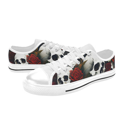 WOMEN'S Rose Skulls Dark 6 Canvas Surreal Sneakers