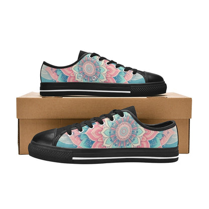 KIDS' Pastel Wave Mandala Low Top Canvas Wallpaper Art Custom Sneakers