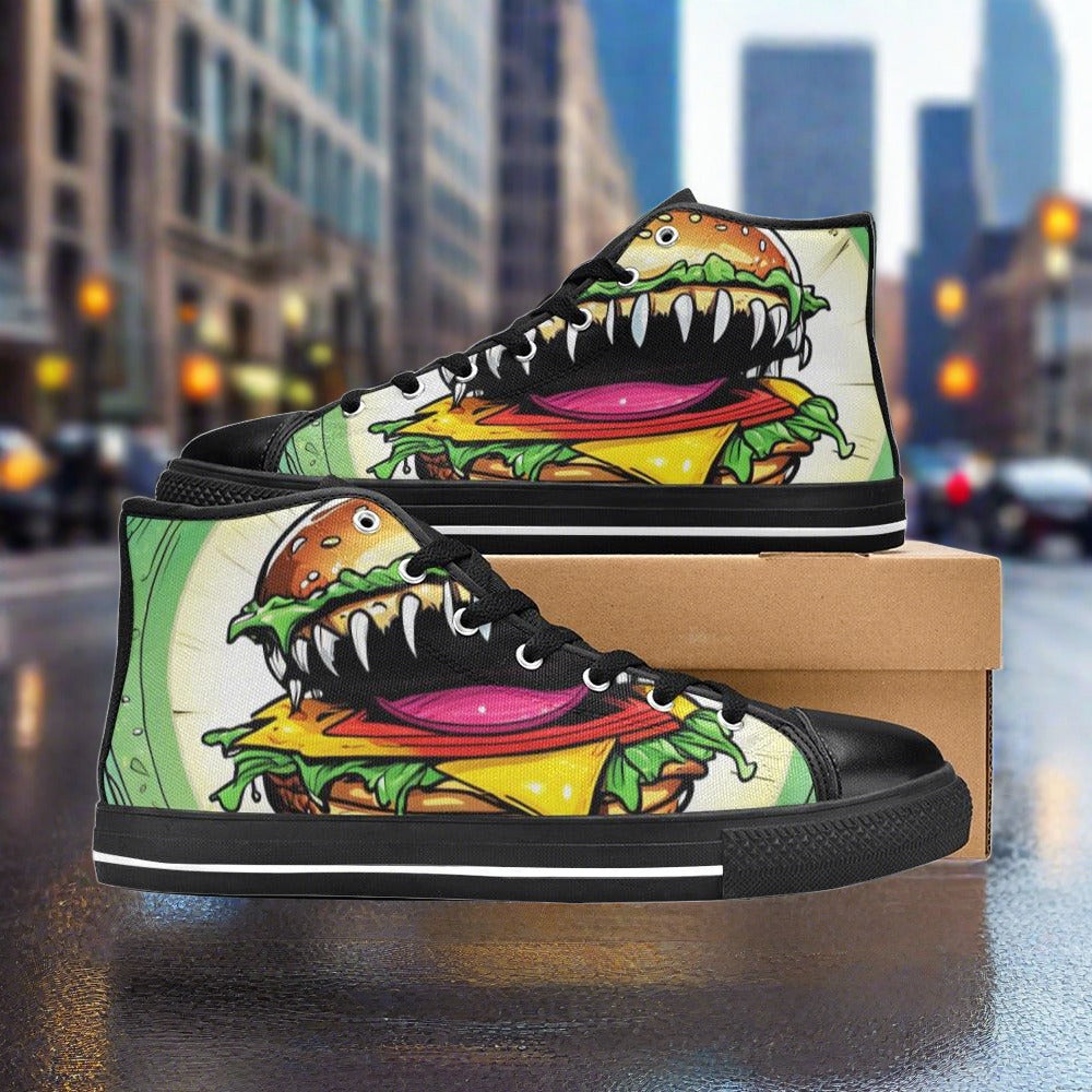 Aurora Borealis Crimson Black Custom WOMEN Bold Art - Freaky Shoes | Custom Art Sneakers