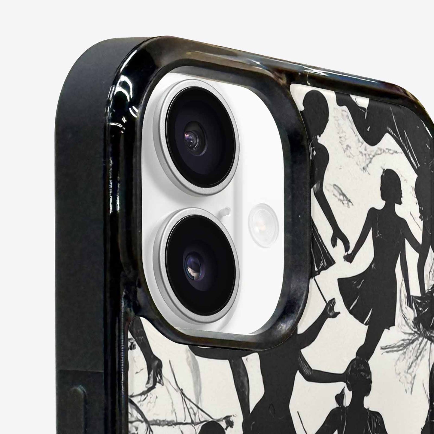 iPhone 16 Plus Case — Bold Dancing Figure Line Art Pattern, Custom Printed Phone Case