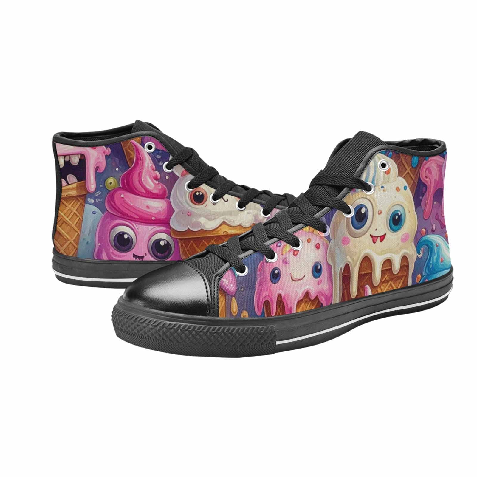 MEN'S Melting Icecream Cone Monster High Top Canvas Surreal Sneakers