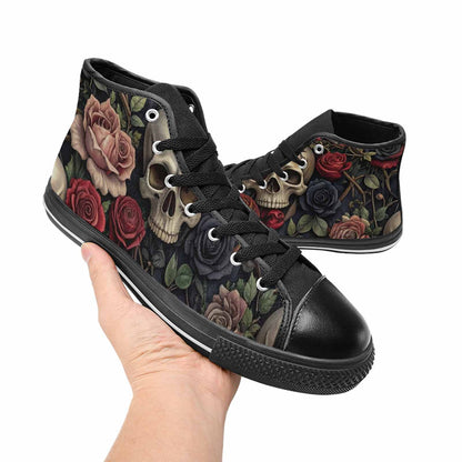MEN'S Skulls - Roses High Top Canvas Cottagecore Custom Shoes